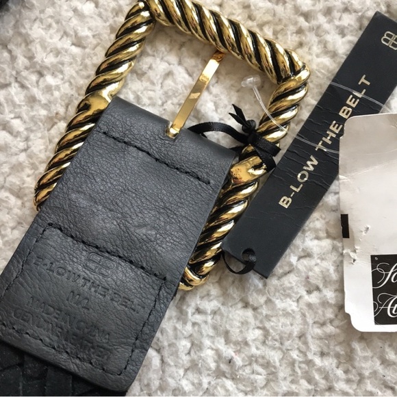 B-Low the Belt Black Braided Leather Belt with Gold Buckle main image 9